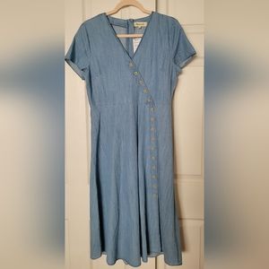Madewell Indigo Button-Wrap Midi Dress